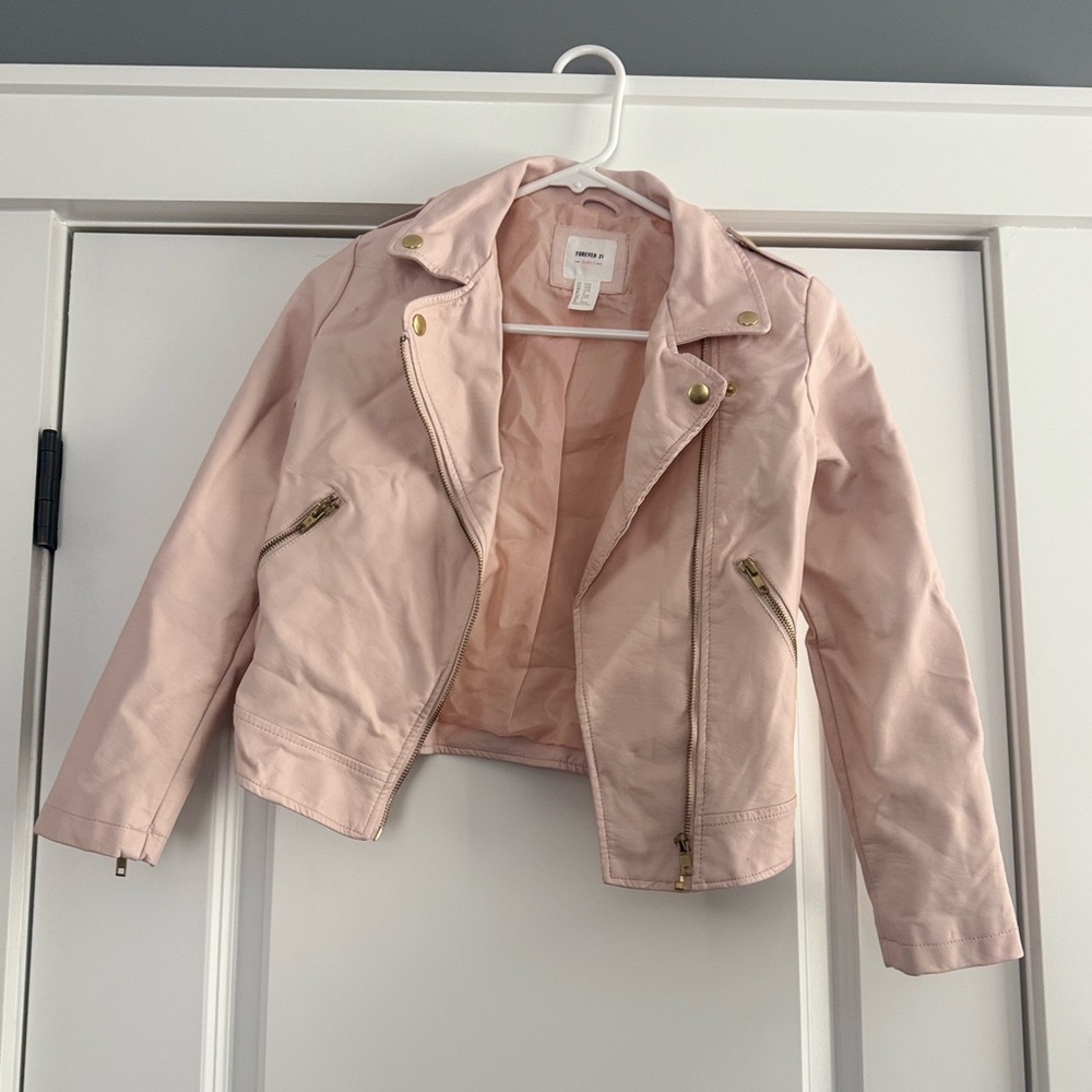 Forever 21 Pink Kids Faux Leather Jacket